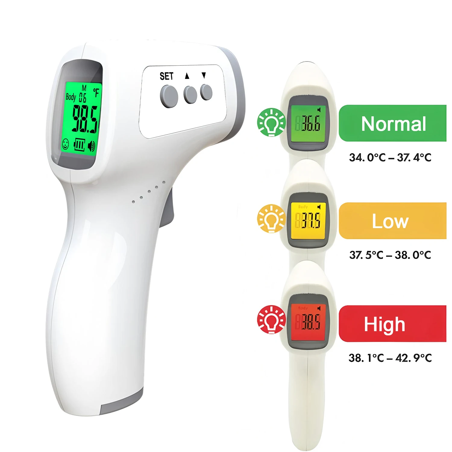 Backlit Contactless Thermometer Measure for Children Adult Digital Fever Temperature Meter Forehead Thermograph Thermometer