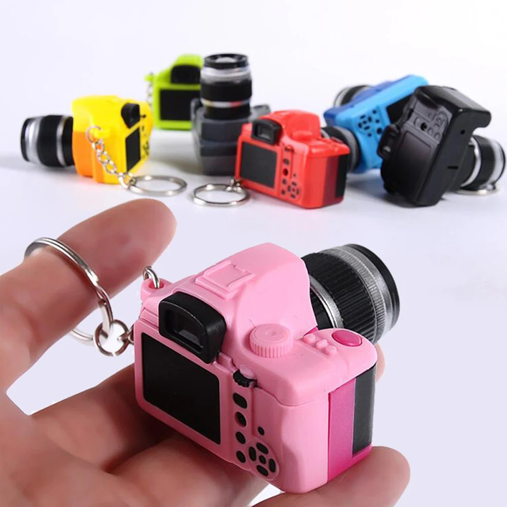 Mini Colorful Camera Keychain LED Flashing Lighting Sound Simulation Camera Pendant Key Ring Kids Birthday Gifts