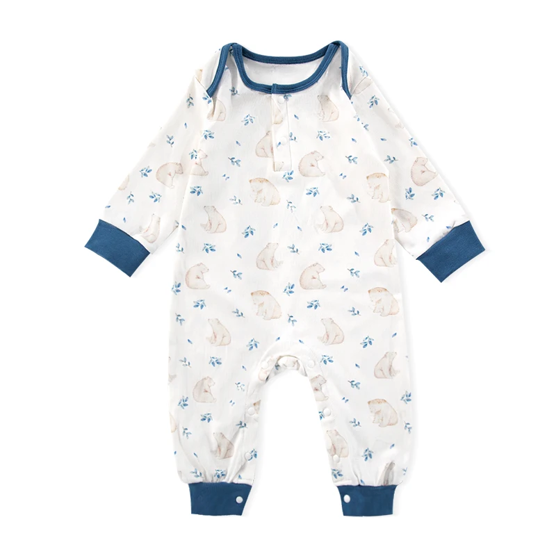 Spring and Autumn Baby Romper for baby Boys Girls Clothes Cartoon Bear Printed Jumpsuit pants crawling Fashion Baby Clothes