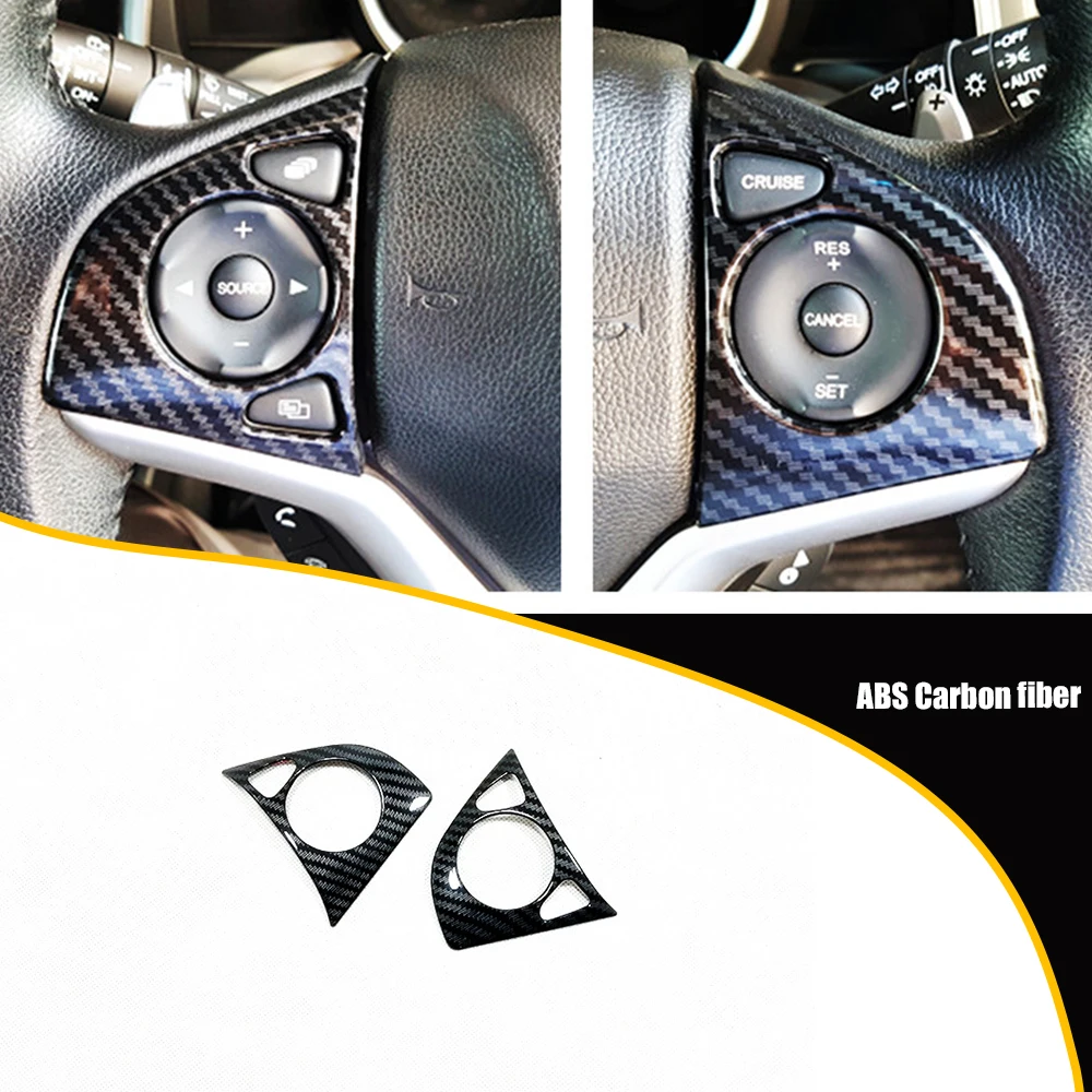 ABS Carbon Fiber For Honda FIT Jazz 2015 2016 2017 2018 Car Steering Wheel Cover Trim Inner Sticker Car Styling