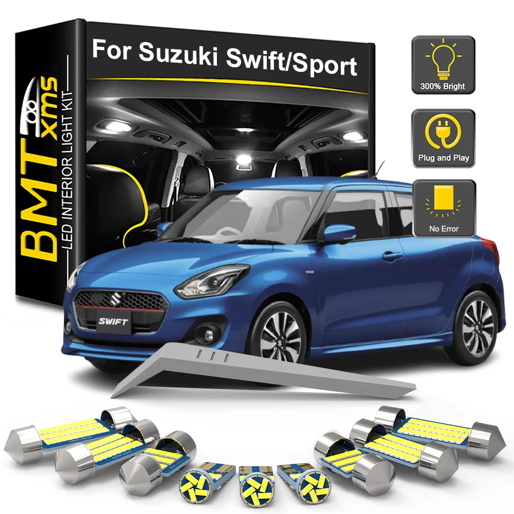 

Комплект светодиодных ламп BMTxms (7/9 шт.) для Suzuki Swift Sport 2017-2023: Canbus, для багажника, салона, карты и потолочного освещения
