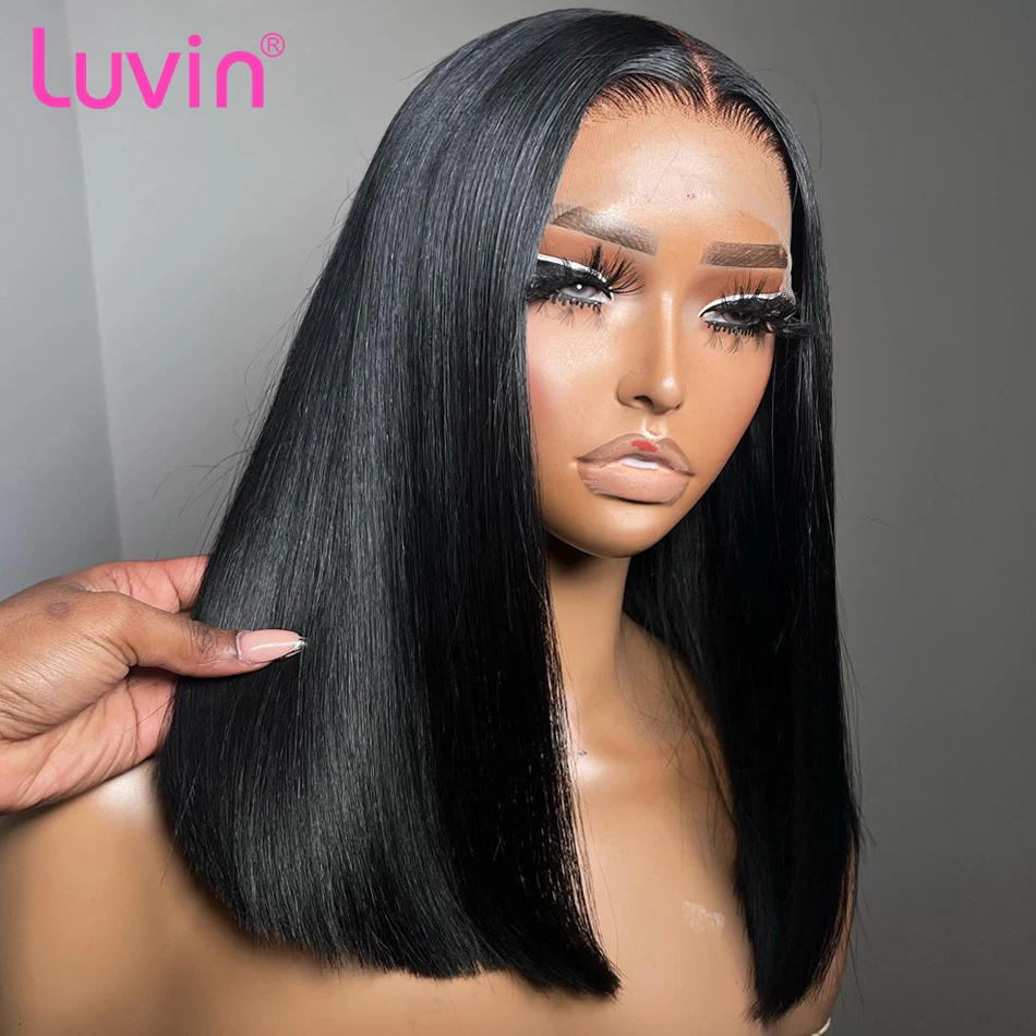 Luvin 13x6 Straight Lace Frontal Bob Wig Pre Plucked HD Transparent 13x4 Human Hair Wigs Short 5x5 Bob Glueless Wig For Women