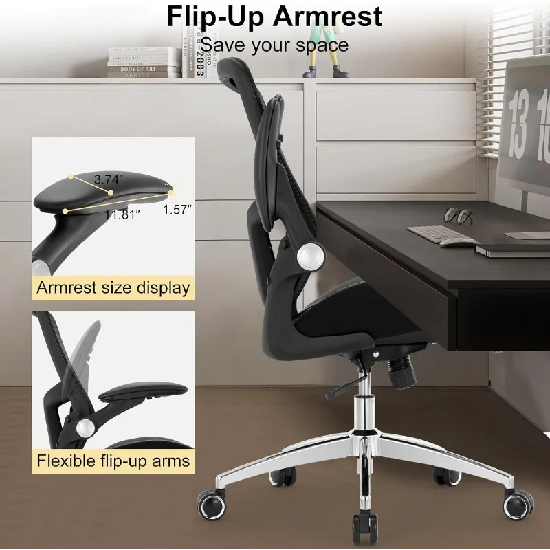 Silla de oficina ergonómica, grande y alto Chair-400lbs de escritorio, resistente, cojín de espuma de modelado 3D, ancho y suave, hogar y oficina