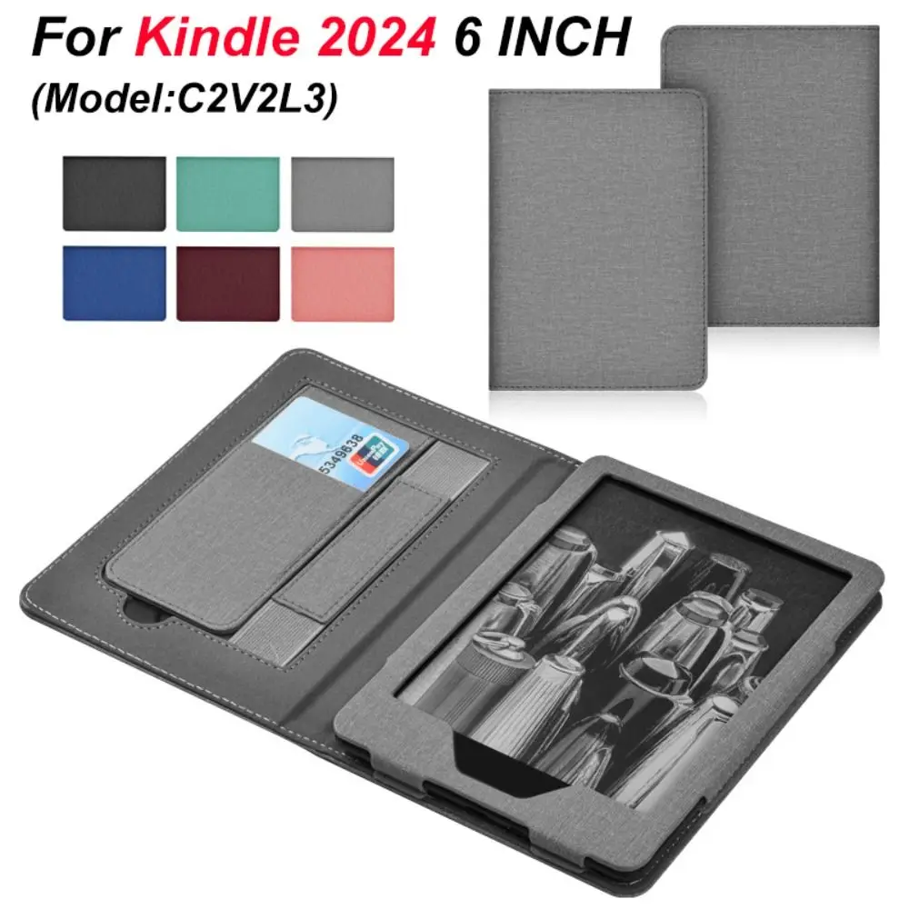 

Auto Wake/Sleep 6 Inch EReader Case Shockproof Wear-resistant Stand Case Hand Strap Anti Scratch for Kindle 2024 12th Gen