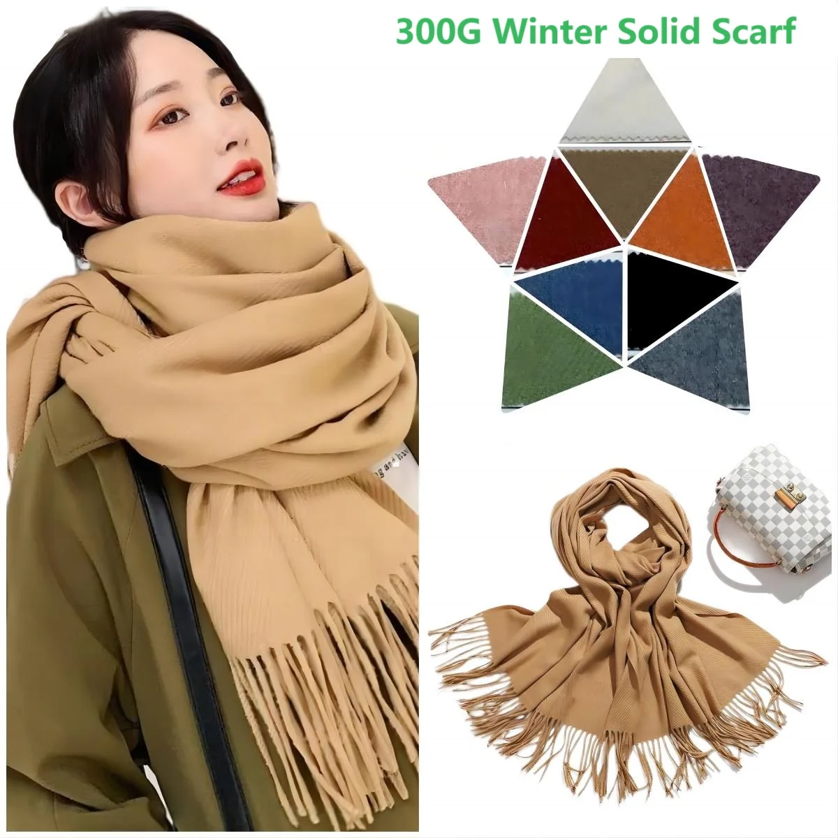 Women Winter Soft Warm Cashmere Scarf Luxury Brand Wool Scarves Khaki Pashmina Shawls Black Men\'s Poncho Cashmere Scarfs