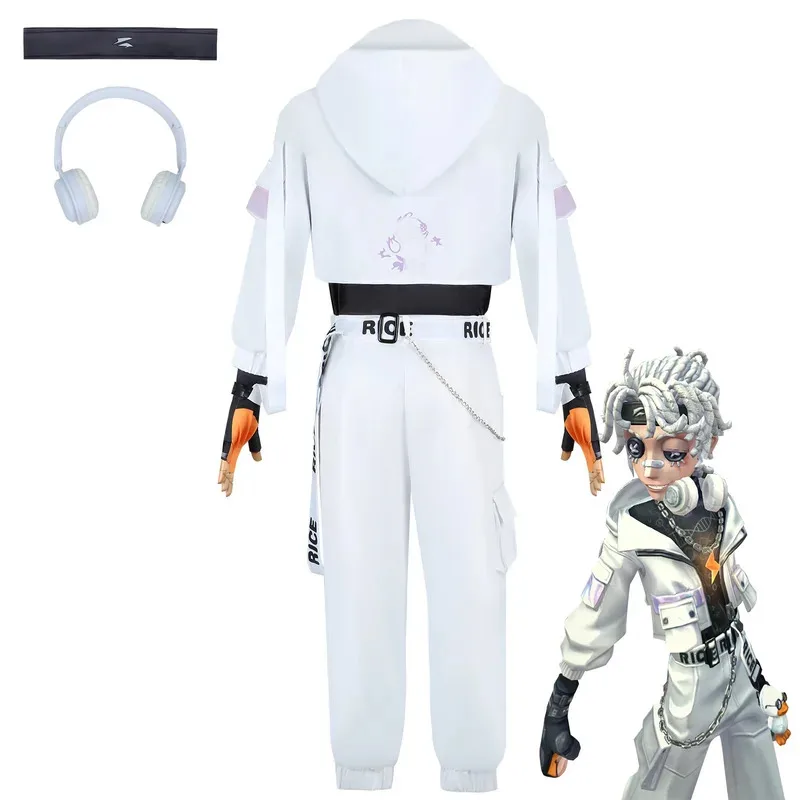 

DY20Yellow Duck Luca Balsa Cosplay Game Identity Ⅴ Luca Balsa Costume Hooded Uniform Wig Set Anime Prisoner Cosplay Party Outfit