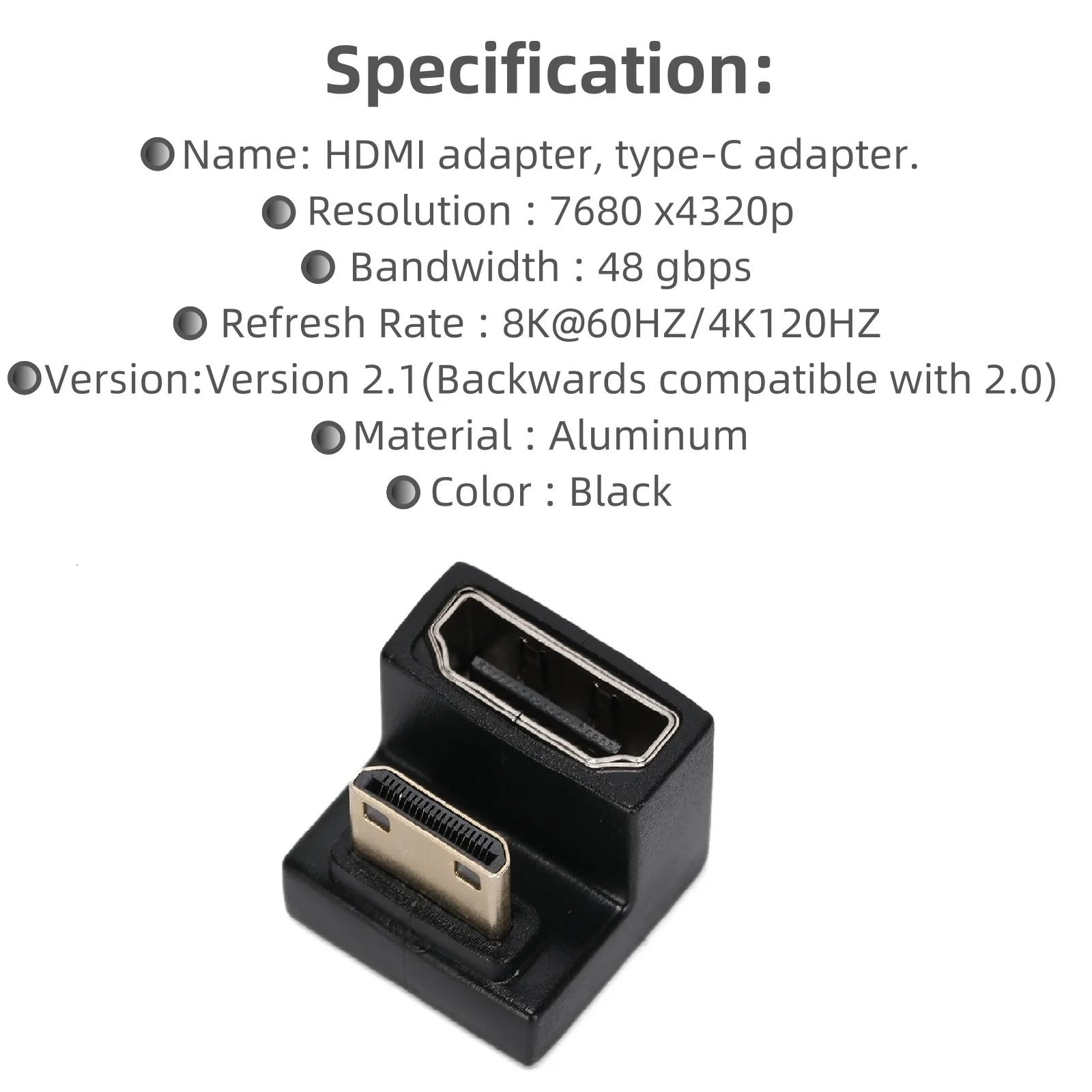 Ruimou 4Pcs 180 Degree Mini HDMI To HDMI Adapter Type-C To Type-C Adapter For Laptop/Game Console/Portable Monitor Etc
