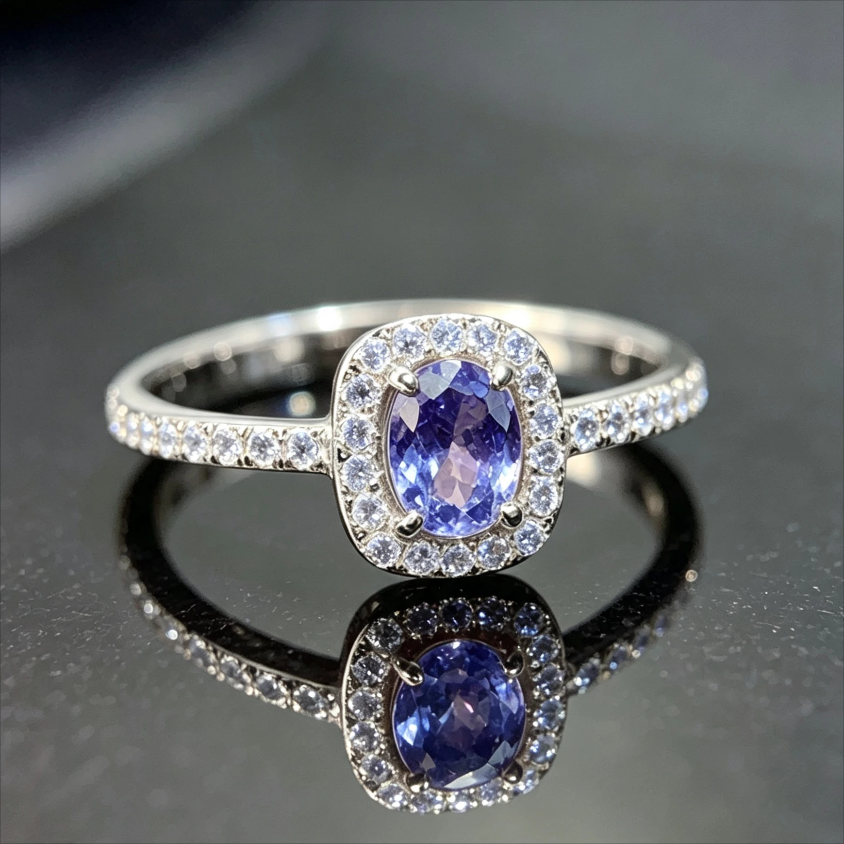 Certified 925 Silver Natural Tanzanite Ring 4x5mm Genuine Tanzanite Jewelry Elegant Wedding Birthday Gift for Women