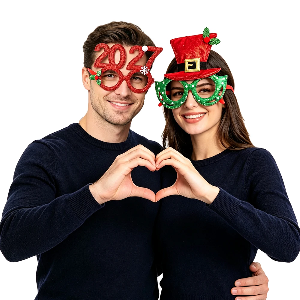 Christmas Glasses Santa Claus Party Glasses Festive and Fun Decorative Glasses Birthday Party Gathering Photo Prop Picture Frame