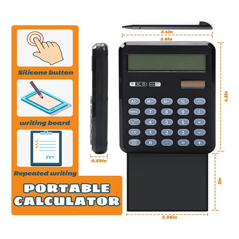 Bolso Calculadora Solar e Bateria, 12 Dígitos, Desktop, Dual Power, Office, Home