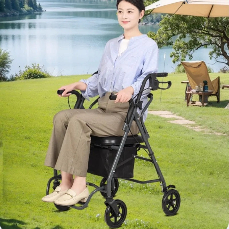 Mobility Aids Rollator Walker for The Elderly,Practical Walking Aids Rehabilitation Walkers for Senior Can Sit Shopping Cart