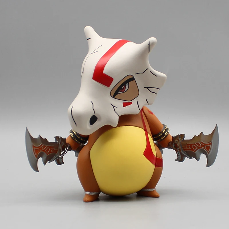 Anime Figure Cubone PVC Model Statue para Crianças, Cartoon Cosplay, Q Version, Dinossauro, Desktop Ornamentos, Presentes de Natal, Brinquedo, 12cm