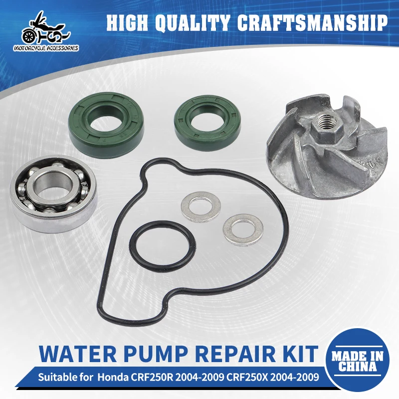 SJ Motorcycle Accessories Water Pump Repair Kit Mpeller Shaft Bearing For Honda CRF250R 2004 - 2009 CRF250X 2004 2005 - 2009