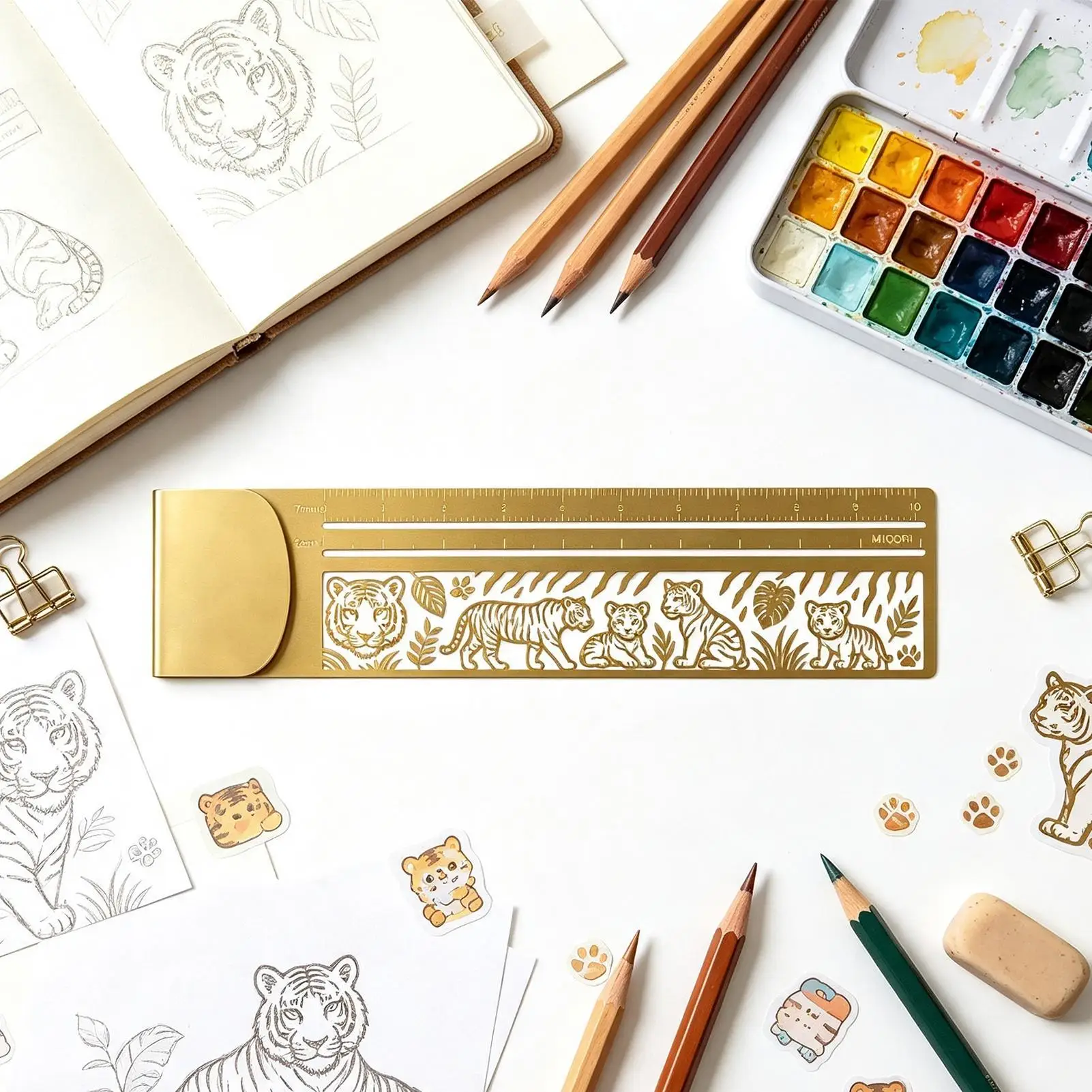 1Pc Cute Cat Hollow Metal Bookmark Double-Sided Ruler Creative Stationery Diary Hand Account Tool Gift