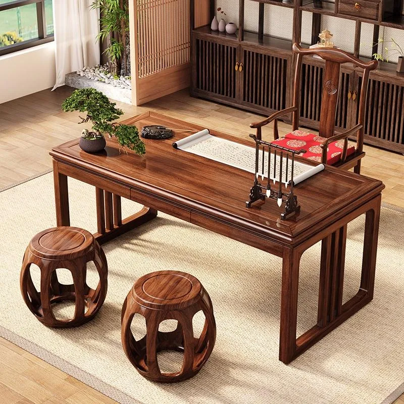 

New Chinese ebony solid wood desk calligraphy table with drawers simple writing desk desk Sinology table household table