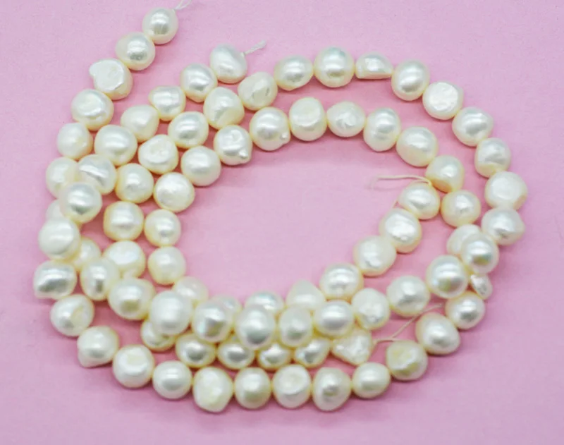 5shares 8MM Natural Freshwater White Baroque Pearl, Beads Loose, DIY Woman Gift Necklace. Bracelet .Eaaring Jewelry Making 15