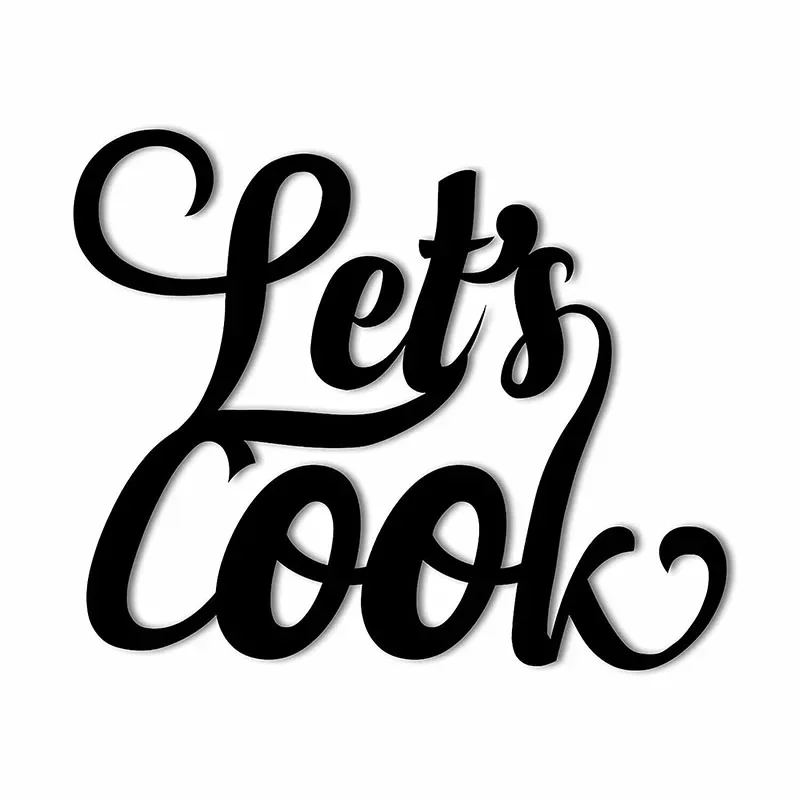 

Let Cook Cursive Word Art, красивый твердый стальной домашний декор, металлический художественный настенный знак, домашнее интерьерное украшение комнаты, металлическое искусство