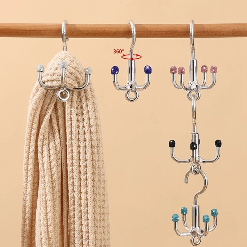 8PCS Bling Diamond Wardrobe Multi-Purpose Hook Miscellaneous Storage Rack Home Organizers