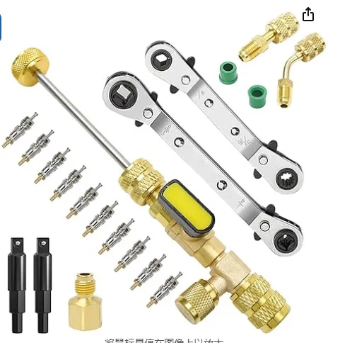 4 Piece HVAC Ratchet Wrench Set With Copper Adapters For Air Conditioning Refrigeration Valve Disassembly Repair Hand Tools