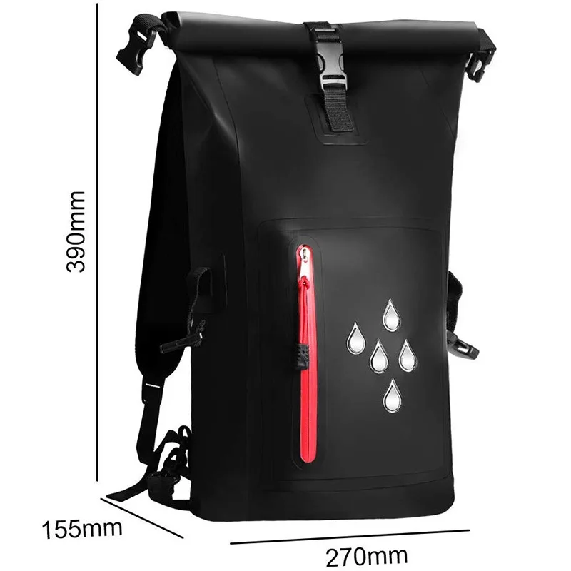 Pvc Waterproof Dry Backpack Roll Top Outdoor Rucksack Kayaking Rafting Swimming Boating Camping Hiking Beach Travel Shoulder Bag