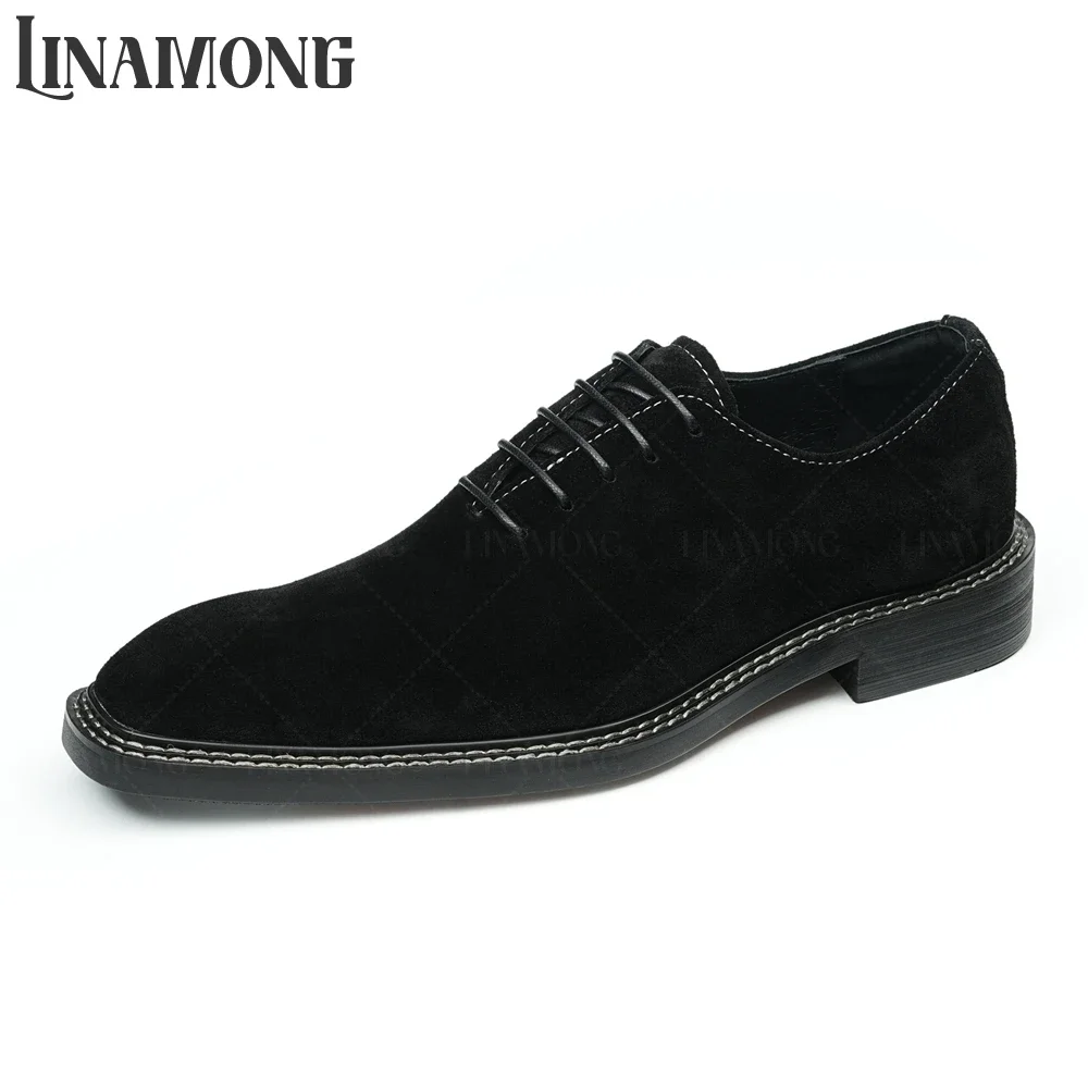 Cow Suede Business Dress Shoes Elegant Style Cowhide Oxfords British Style Designer Handmade Shoes for Men Leather Wedding Shoes