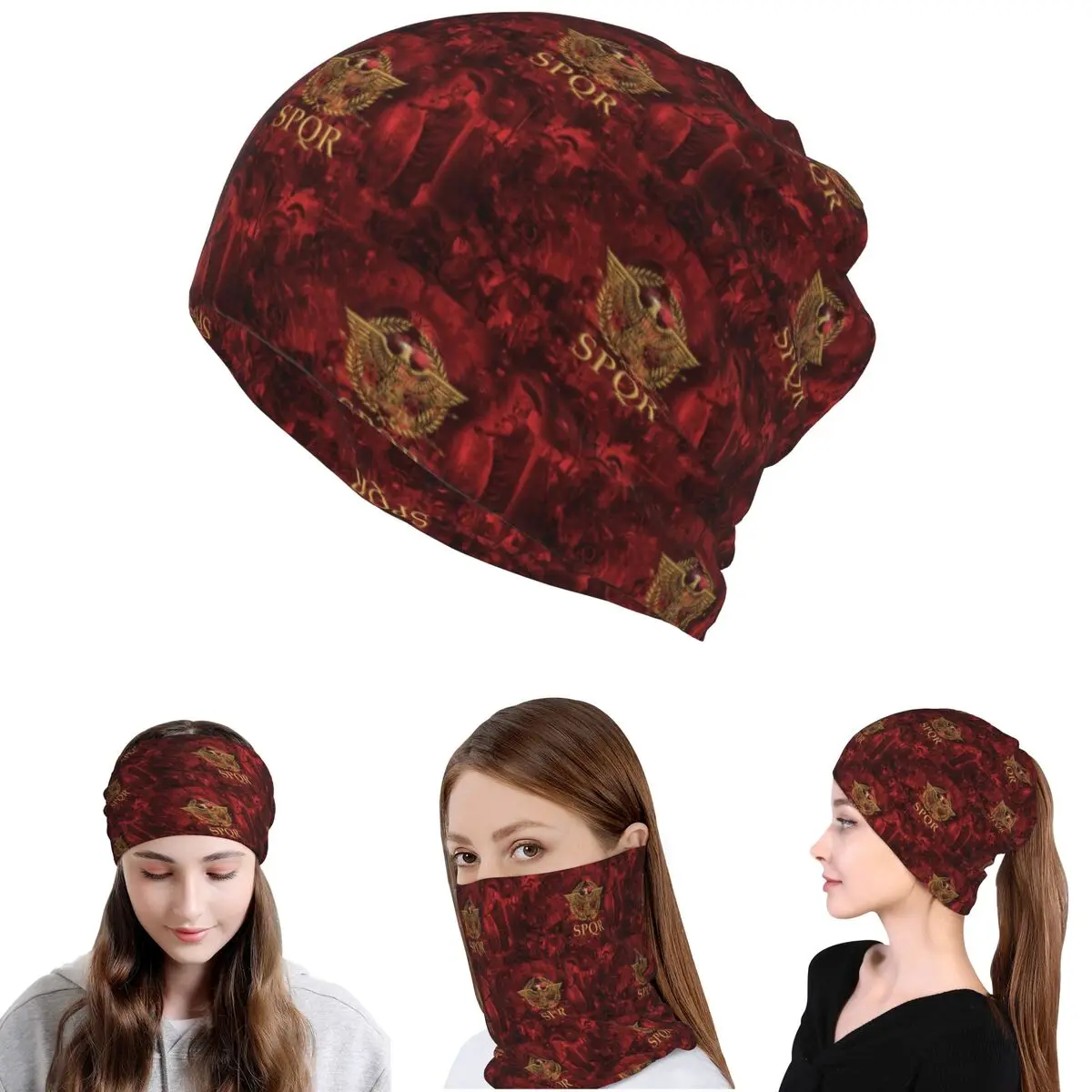 

Gold Roman Imperial Eagle SPQR Bandana Neck Cover Wrap Scarf Multi-use Headband Beanies Hat for Men Women Adult Washable
