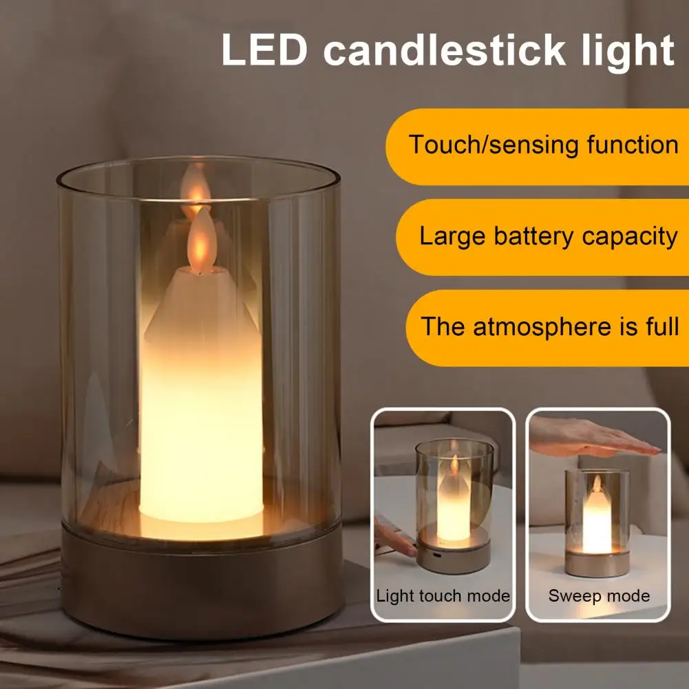 LED Night Light with Gesture Control Soft Glow Tea Light Candle Motion Sensor Bedside Lamp Simulation Candle Lamp Home Decor