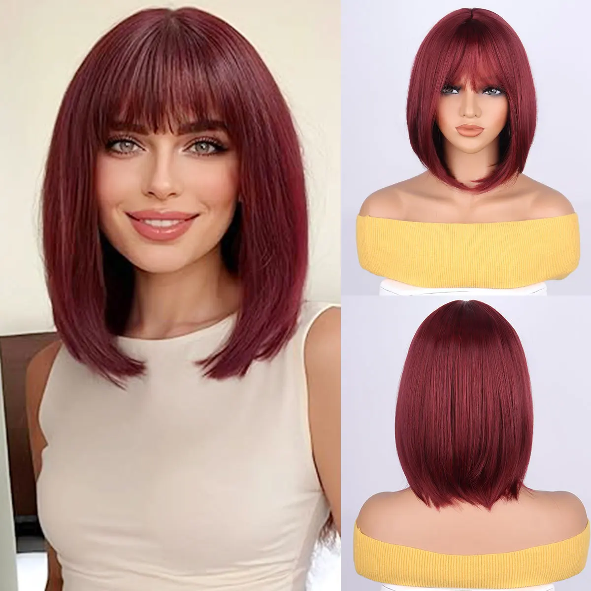 

Christmas cosplay European and American style ladies wig, Qi bangs gradually change gray short hair bobo chemical fiber headgear