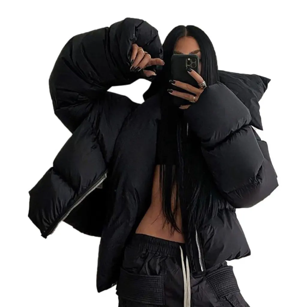 

Women's Solid Color Turtleneck Cotton-Padded Jacket Y21TP452 Snap Zipper Long Sleeve Casual Slim Fit Autumn Winter New Arrivals