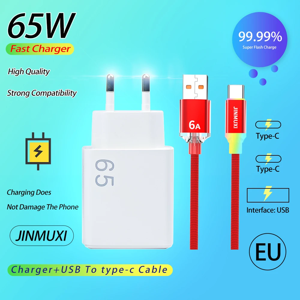 

JINMUXI 1.5A-6A Fast Charger For Xiaomi Fast Charging Cable 20w-120w For IPhone15 16 OPPO OnePlus Quick Charging Type C USB Cabl