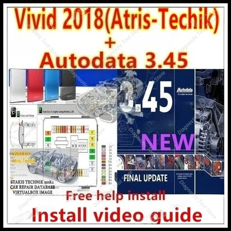 Auto FOR repair Autodata 3.45 software+ Vivid 2018 vivid workshop 2018( Atris-Technik ) European Cars Software unlimited install