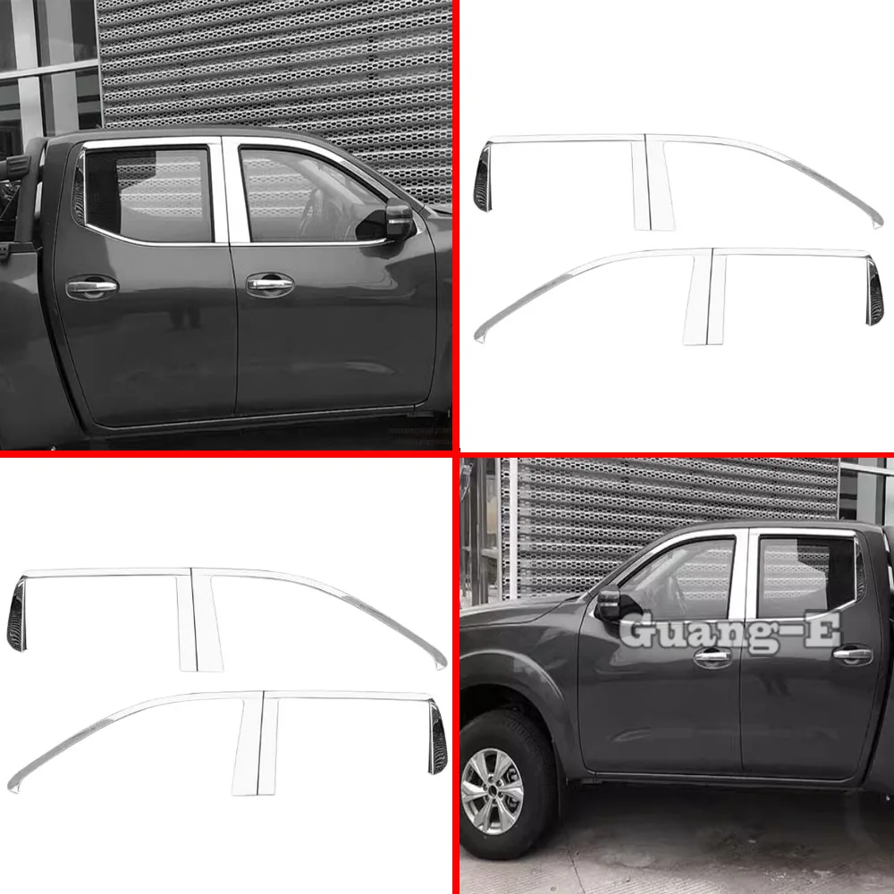 

For Nissan Navara NP300 ST 2017 2018 2019 2020 2021-2022 Sticker Frame Hood Steel Glass Window Garnish Pillar Middle Column Trim