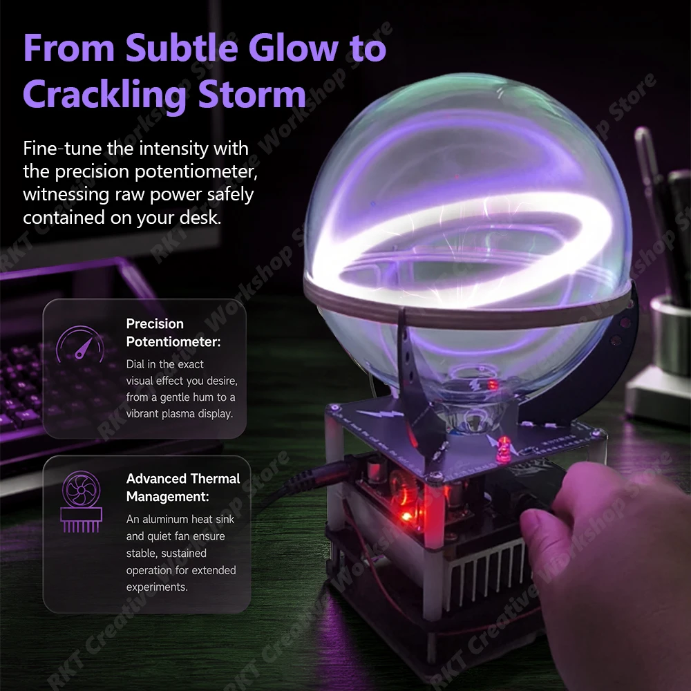 Plasma Glass Spheres Ion Rings ZVS Tesla Coil-Driven Inert Gas Luminescence Experiment Kit Angel’s Halo DIY Physics Education De