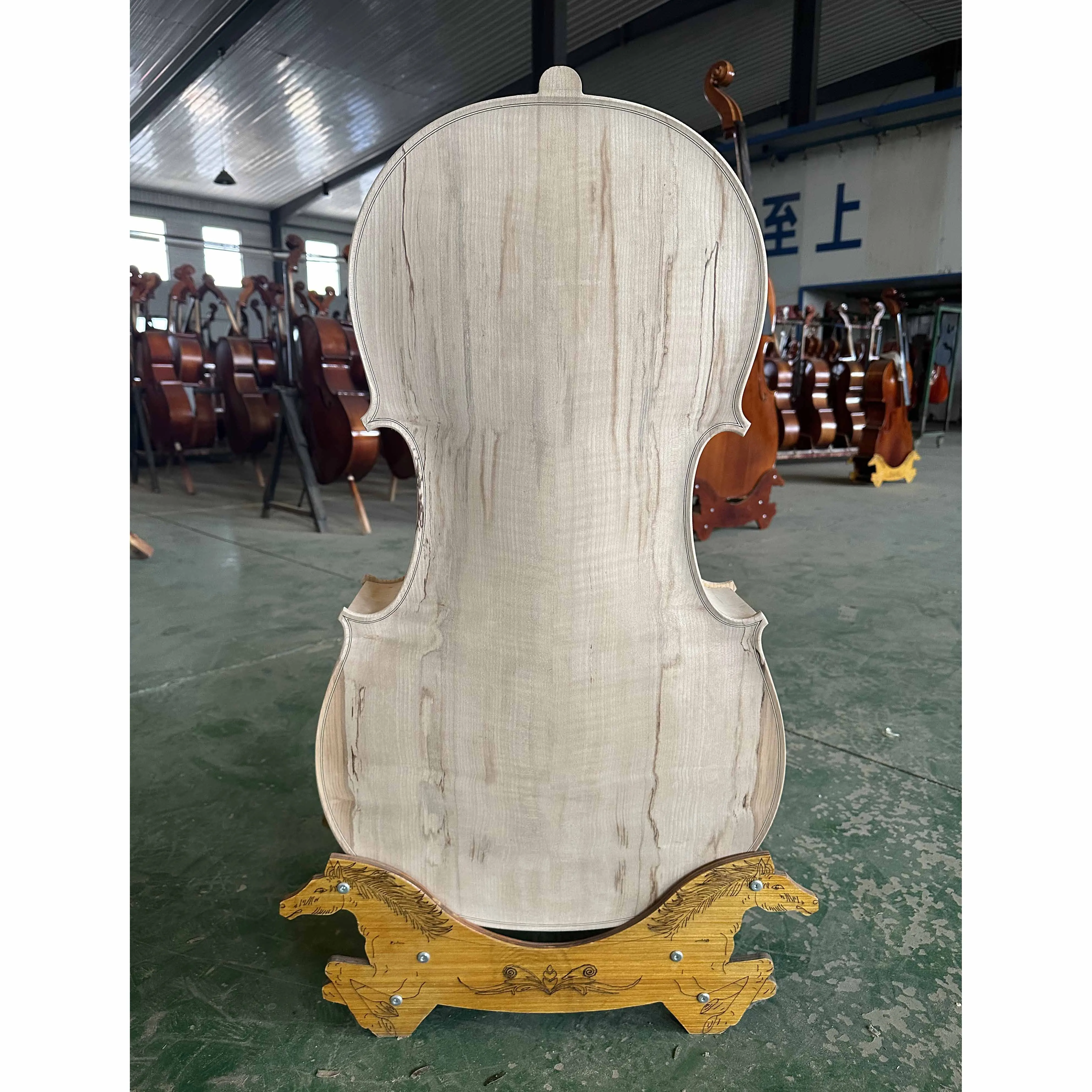 4/4 Handmade Tiger Pattern White Cello, Semi finished Maple Tiger Pattern Cello, Boutique