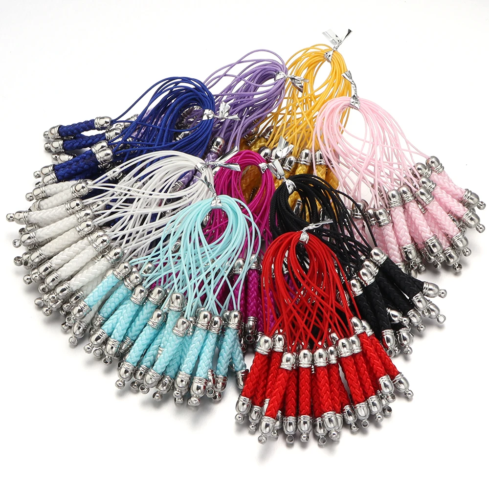 SAUVOO 10pcs/lot Multicolor Braided Lanyard Mobile Phone Chains Key Ring Chains For DIY handmade Bag Hang Rope Keychain