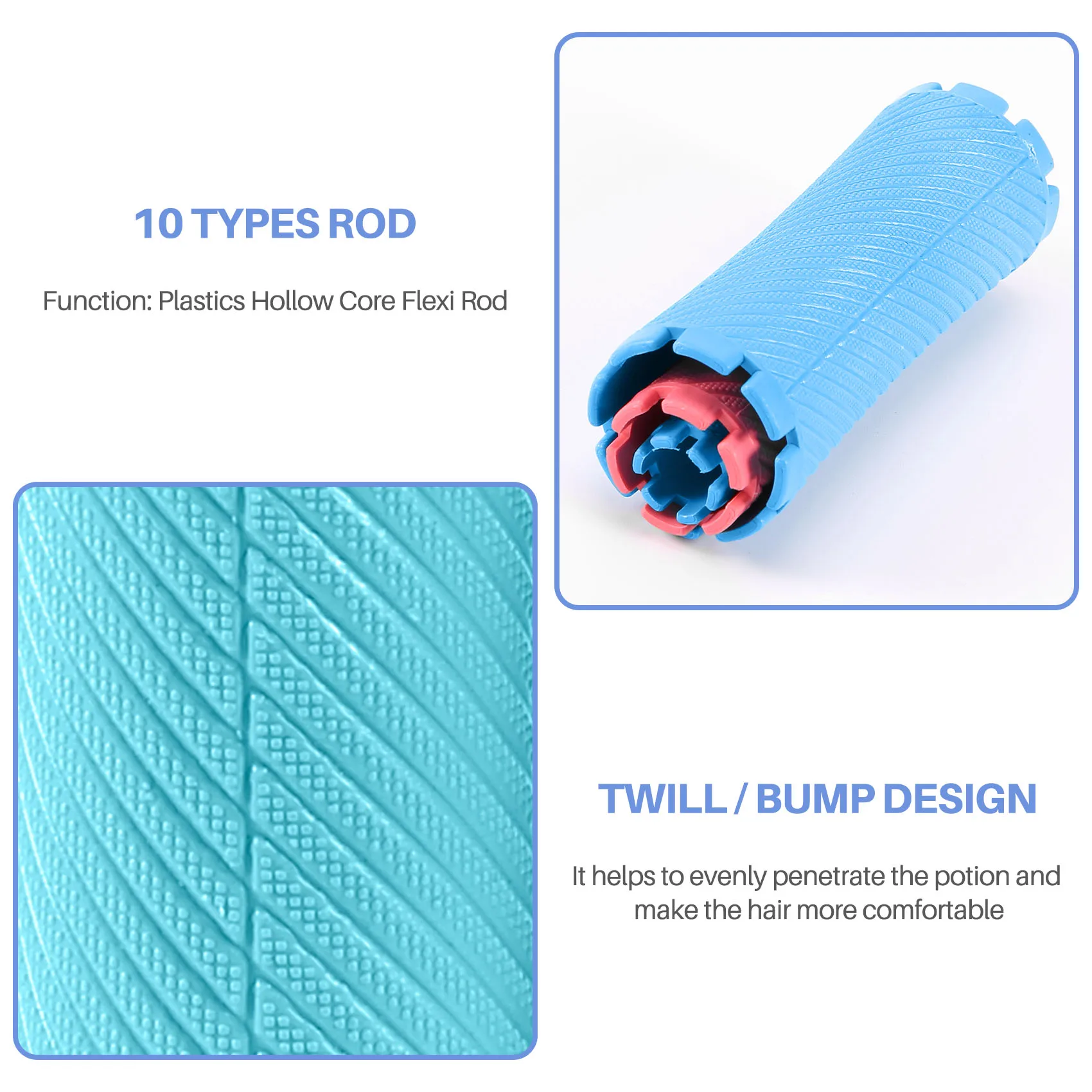 100Pcs/Set 10 Sizes Hair Perm Rods Kit Cold Permanent Bar Plastic Curlers Rollers Set Wave  Corn Hair Maker Stylinga83x