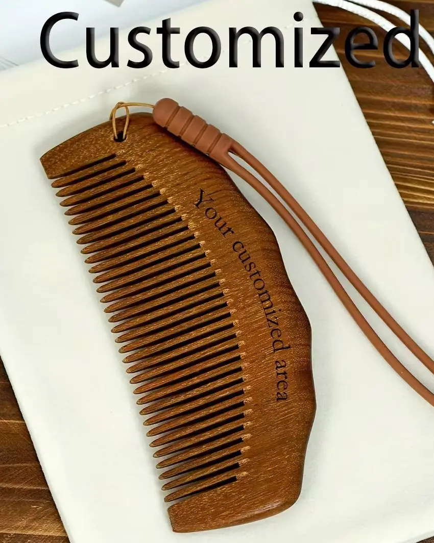 Custom Text Sandalwood Massage Hair Comb With Bag Personalised Mama Birthing Comb For Labor Pain Labor Gifts For Women
