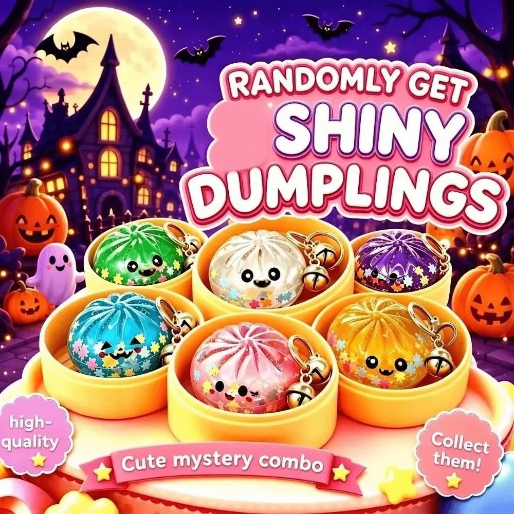 Trendy Flowing Sand Dumpling Keychain Random 1 PCS Acrylic Cartoon Pendant Miniature Squishy Steamed Bun Pendant Key Ring