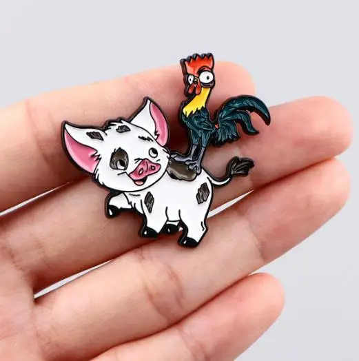 Chicken and ox brooch badge clothing backpack accessories brooch cross-border foreign trade hot selling drip oil chest badge view 2
