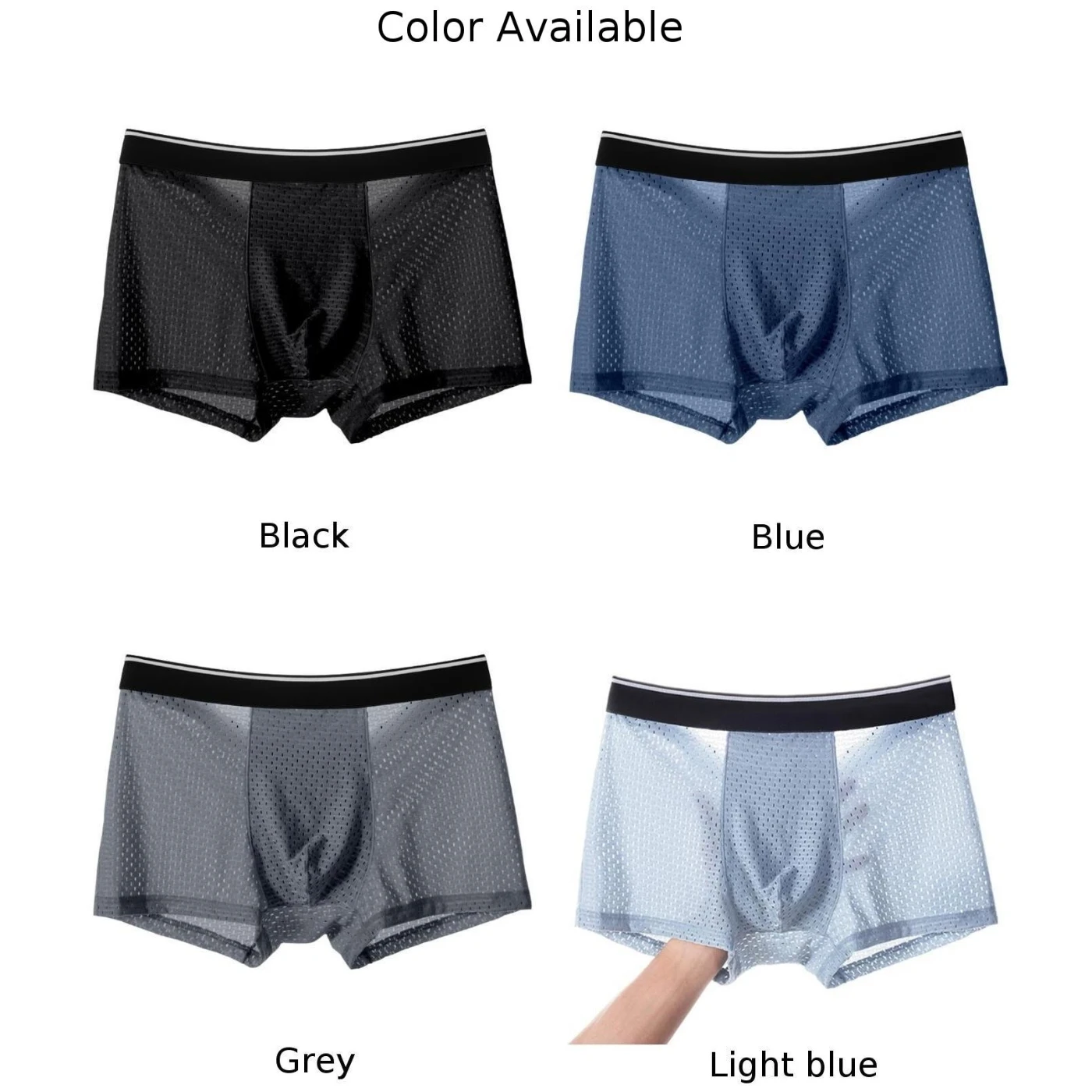 Men Ice Silk Underwear Mesh Sexy Breathable Boxer Shorts Transparent Briefs Bugle Pouch Panties Male See Through Trunk Sexy Pant