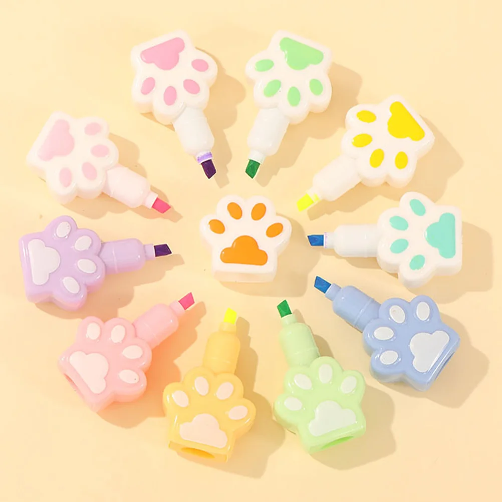 

1 set Cat Paw Highlighter Pens Assorted Colors Mini Marker For Journaling School Art Diy Scrapbook Portable Note Marking Pen