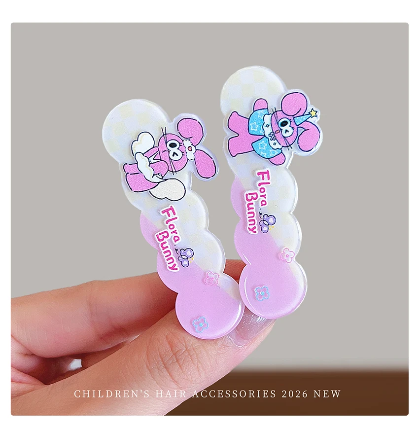 2026 Neu 5-teiliges Kinder-Haarspangen-Set Kawaii Cartoon-Häschen Satin-Schleife Pailletten Tüll Spitze Haarschonende Haarspangen für Kleinkind-Mädchen – Detail 8