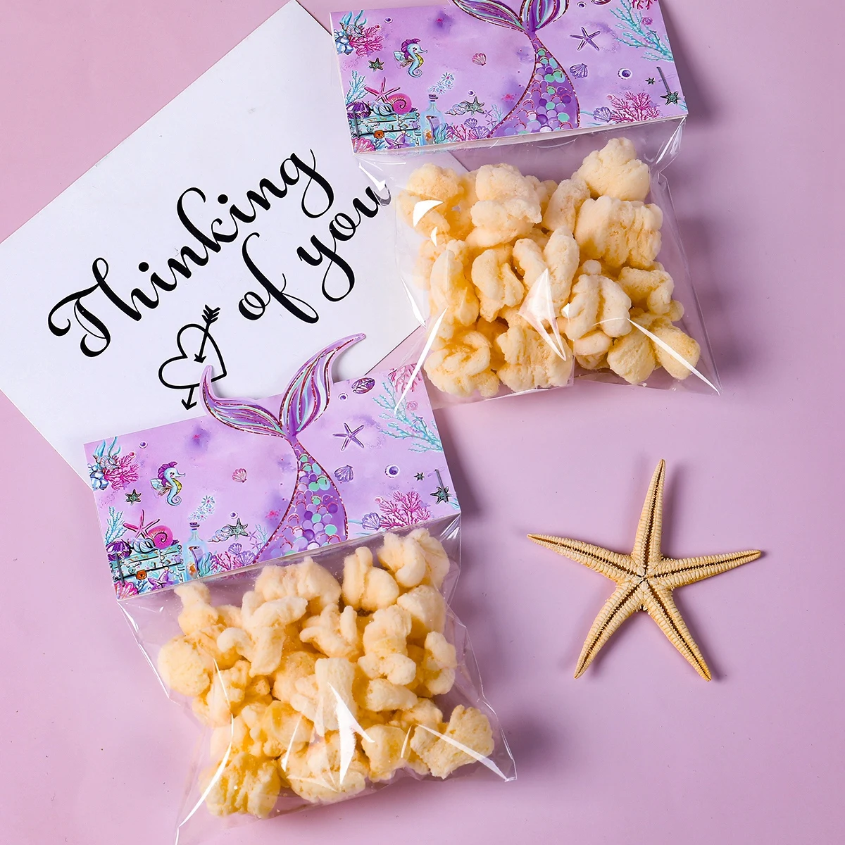 Mermaid Treat Bag Topper Mermaid DIY Candy Bags Mermaid Theme Party Baby Shower Birthday Party Decorations 2024 Kids Gift Bags