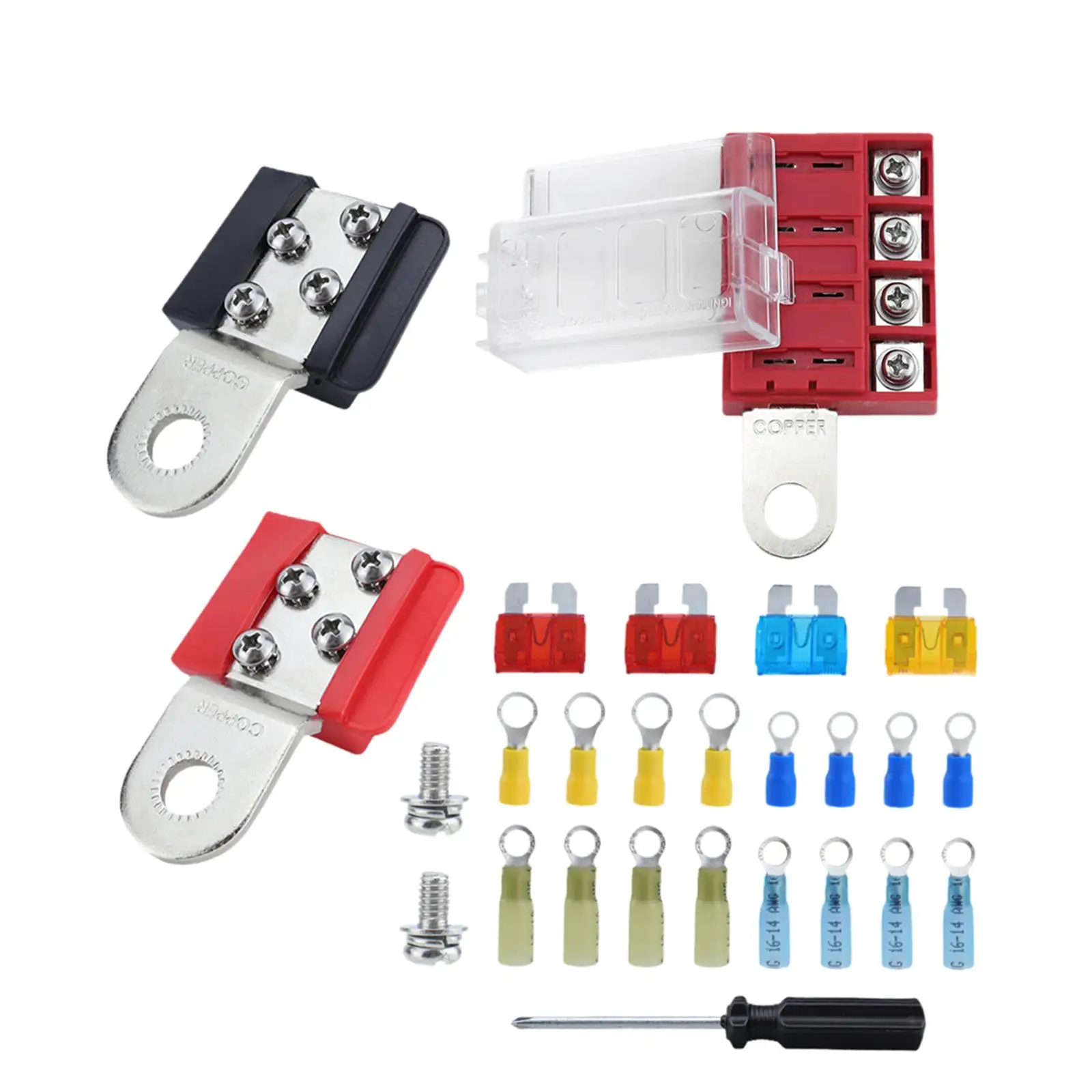 

Terminal Mount Set Fuse Block 4 Circuit Terminal Sturdy Universal Replaces Positive and Negative 100A 32V for Yachts Car