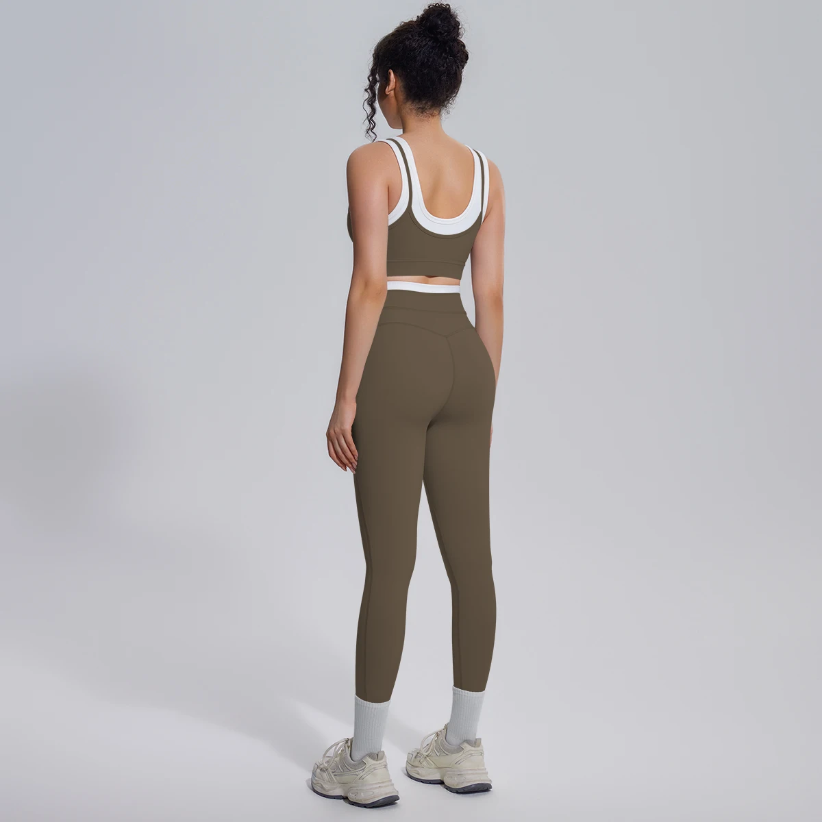 Rooftrellen 2-teiliges Yoga-Set für Damen, sexy Sport-BH, Yoga-Top mit Brustpolster, Farbblock-Design, Yoga-Hose mit Po-Formung, Damen-Fitness-Set – Detail 20