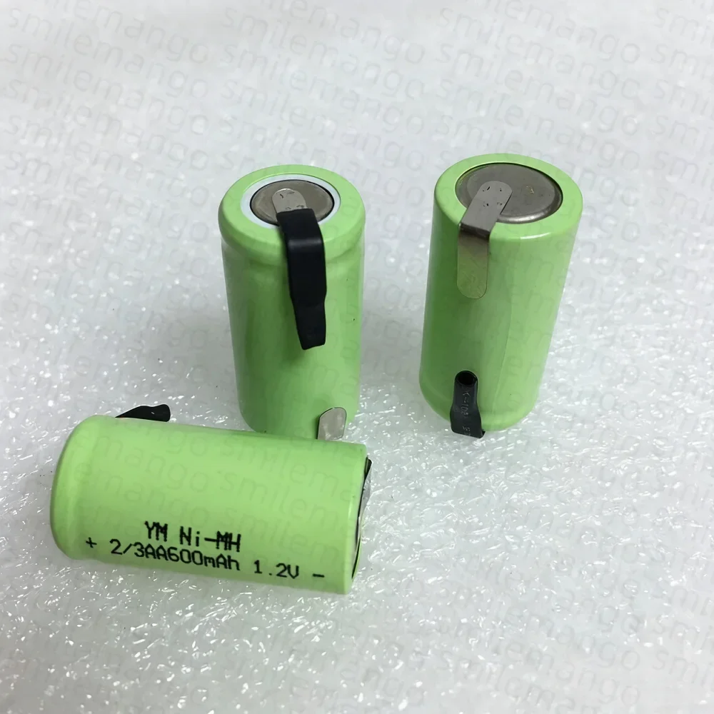 1.2V 2/3 AA 600mAh NIMH Rechargeable Battery Pack with Nickel Strap, Suitable for Electric Shavers