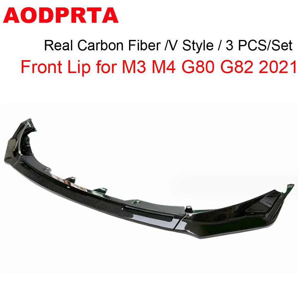 Real Carbon Fiber Front Bumper Lip Spoiler Splitter Diffuser For BMW M3 G80 M4 G82 2021 2022 2023