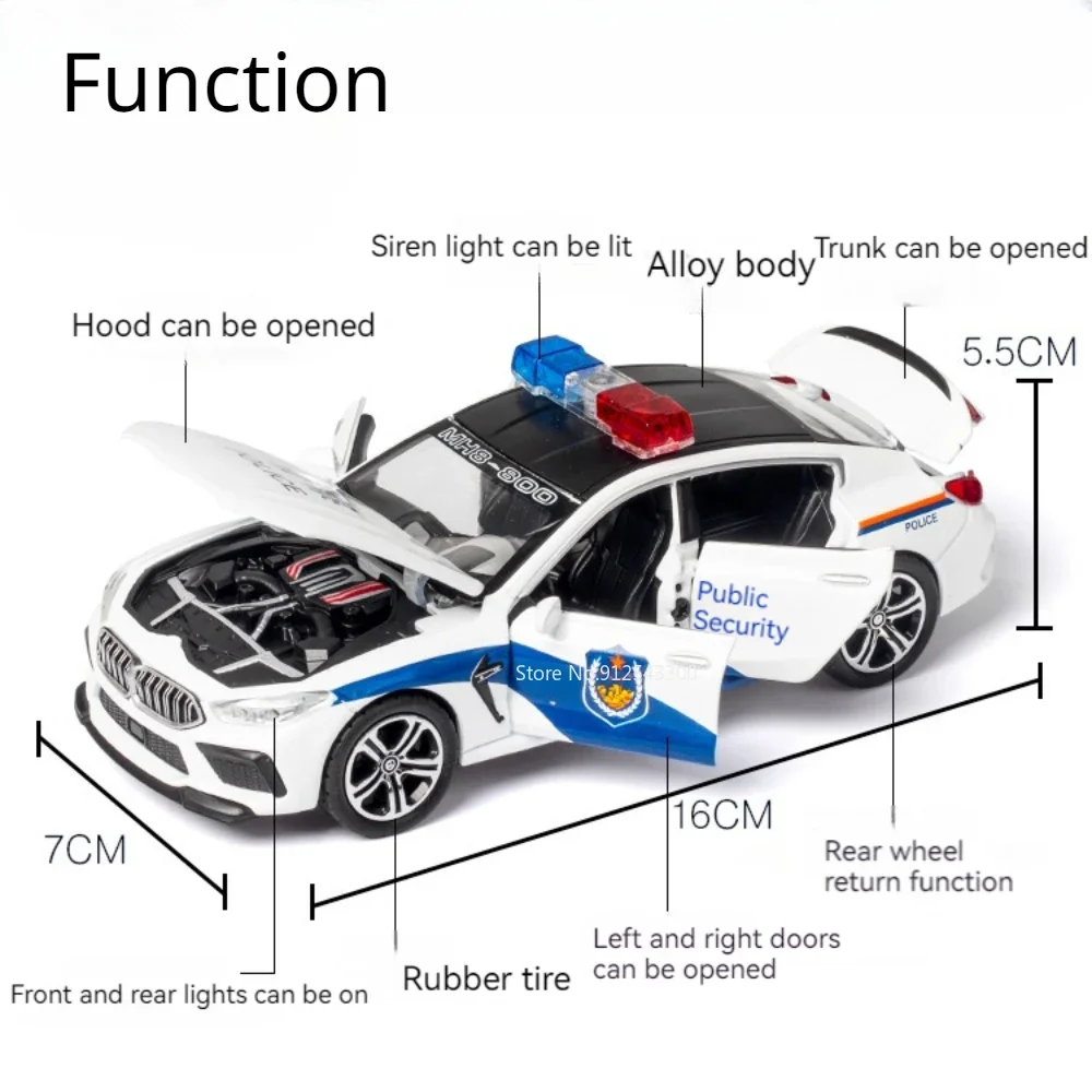 Maßstab 1/32 m8 Polizeiauto Modell Spielzeug Metall Druckguss mit zurückziehen 110 Simulation Fahrzeug modelle Türen zu öffnen Jungen Sammlung Geschenk