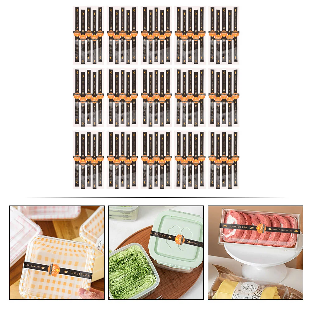 100 Pcs Stickers Gift Label Labels for Jars Cookie Cake Chocolate Scraper Baker Long Bakery Box Treat Candy Bag