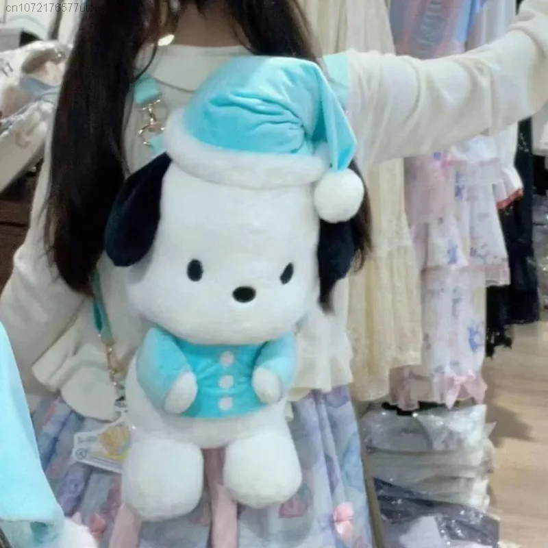 Imagem -03 - Sanrio Sweet Good Night Series Zipper Shoulder Bolsa Mochilas Pom Pom Purin Cinnamoroll Algodão Pochacco Bonecas de Pelúcia Macia 3d Toy